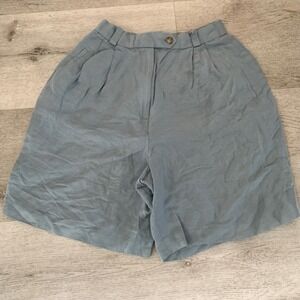 Brooks Brothers Women's Blue High Rise Pleated Chino Shorts Bermuda Size 6